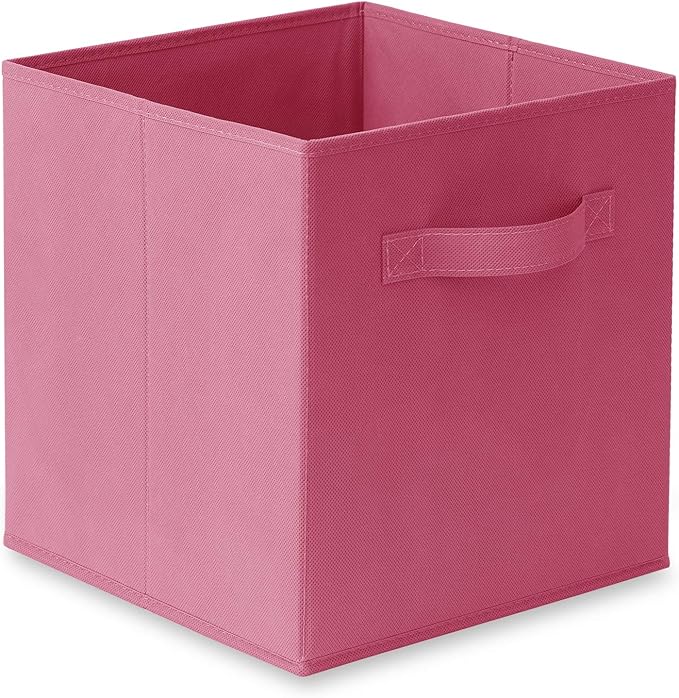 Casafield Set of 6 Collapsible Fabric Cube Storage Bins, Hot Pink - 11" Foldable Cloth Baskets for Shelves, Cubby Organizers 