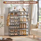 OYREL Shoe Rack Organizer 8 Tiers, Tall Shoe Racks Shelf Storage, 26-32 Pairs Vertical Large Rack,Stackable Shoes Racks for E