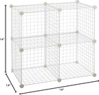 Amazon Basics 4 Cube Wire Grid Storage Organizer, Closet Organizer and Shelves, Stackable, Space-Saving, Easy to Assemble, 14