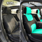 FH Group Bright Flat Cloth Full Set Automotive Seat Covers Front Set and Rear Solid Bench Mint Black Seat Covers w. Gift Univ