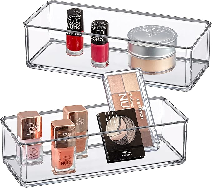 Amazing Abby - Glamour - 2-Pack Acrylic 1-Compartment Makeup Organizer, Transparent Plastic Lipstick Holder, Perfect Bathroom
