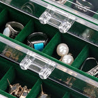 Frebeauty Acrylic Jewelry Organizer Earring Organizer Box with 5 Drawers Earring Holder Organizer with Velvet Trays Clear Jew