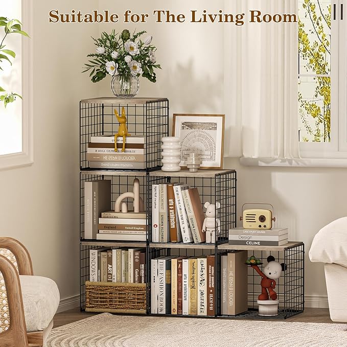 Dmevkic 2 Cube Small Bookcase,Bookshelf for Small Spaces Book Shelf,12.2 x 12.2 x 12, DIY Variable Stackable Cube Storage for