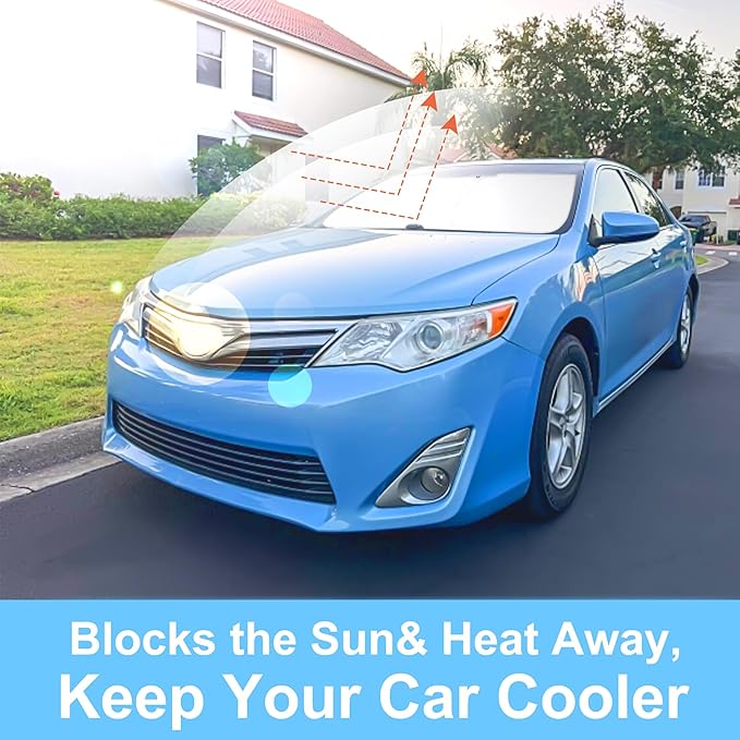 Front Windshield Sun Shade Foldable Car Front Window Sun Shade Windshield Shade Custom Fit for 2012-2017 Toyota Camry Block UV Rays Heat Keep Car Cooler