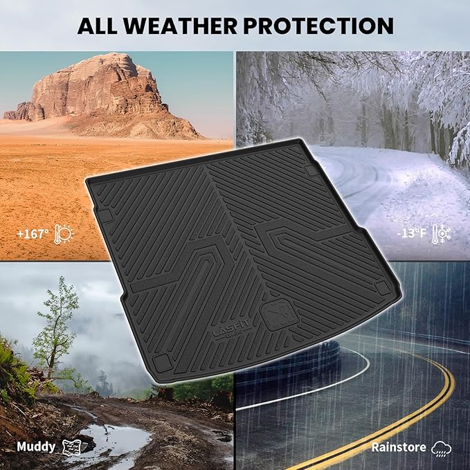 LASFIT Cargo Mat for Audi Q5/SQ5 2018-2025(Include Q5/SQ5 Sportback), Custom Fit All-Weather TPE Rubber Trunk Mat for Audi Accessories, Waterproof, Easy to Clean, Black