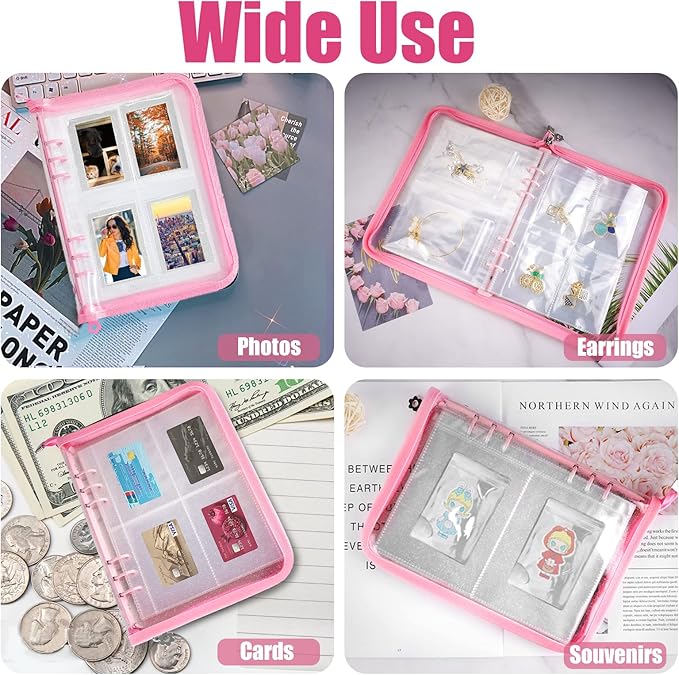 Travel Jewelry Organizer Transparent Jewelry Storage Book Set with Pocket Traveling Necklace Earring Organizer with Zipper fo