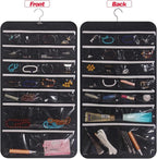 DIOMMELL Hanging Jewelry Organizer 47 Pockets with Zipper for Earrings Necklace Bracelet Ring Accessory Display Storage Bag T