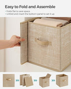 SONGMICS Storage Cubes, 11-Inch Non-Woven Fabric Bins with Double Handles, Set of 6, Closet Organizers for Shelves, Foldable,
