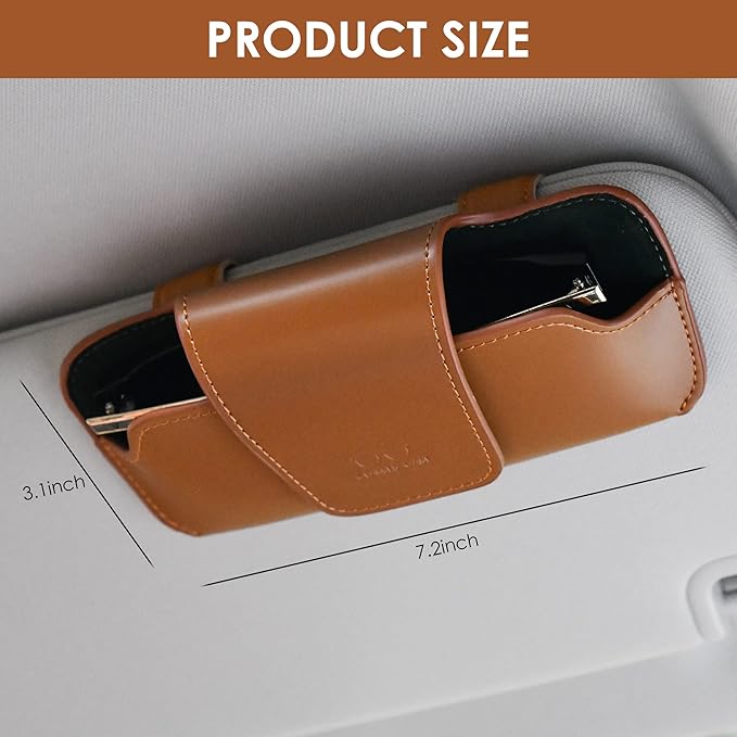Sunglass Holder for Car Visor, Car Sunglasses Holder Leather, Eyeglasses Holder Glasses Storage Case Visor Accessories
