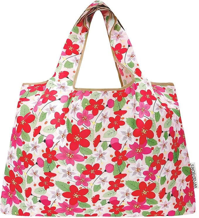 allydrew Large Foldable Tote Nylon Reusable Grocery Bags, 6 Pack