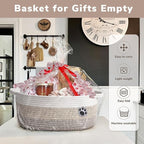 Dog Basket Gift Basket Empty, 13.6"x 10" x 6" Woven Storage Baskets for Organizing, Cotton Rope Baskets for Shelf, Dog Storag