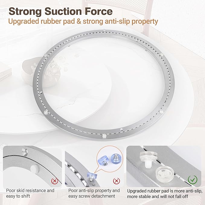 18 Inch Lazy Susan Bearing Aluminum Alloy Rotating Turntable, Non - Slip Mute Metal Bearing Swivel Plate Hardware for Dining 
