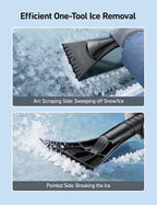 AstroAI 47.2" Ice Scrapers for Car Windshield, 3 in 1 Sturdy Snow Brush with Squeegee, 10 Adjustable Length Settings, Extendable Aluminum Handle, 180° Pivoting Snow Scraper for Car, Truck, SUV(Blue)