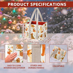 VENO 3 Pack Christmas Reusable Grocery Bags, Shopping Bags for Groceries, Tote with Handles and Hard Bottom, Foldable Shopping Cart Organizer, Water Resistant, Heavy-Duty (Holiday Pups, 6 Gallon)