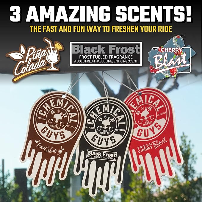 Chemical Guys Hanging Air Freshener, Variety Scent Pack 6 Pack, Great for Cars, Trucks, SUVs, RVs, Home, Garage, Workspace, D