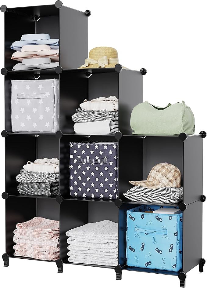HOMIDEC Closet Organizers and Storage, 9 Cube Storage Organizer, Portable Closet Organizer Cubes Shelves for Clothes, Bedroom