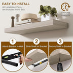 Fun Memories 30Inch Floating Shelves for Wall, 2 Pack Rustic Wood Shelves for Bathroom|Kitchen Wall Mounted Floating Shelf wi