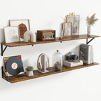 55" Long Wall Mounted Floating Shelves,8 inch Deep Floating Shelf with Metal Brackets Set of 2,Easy-to-Install Wall Decor Sto