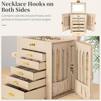 AKOZLIN 6-Tier Jewelry Box Organizer Functional Leather Jewelry Storage Case for Women Girls Ring Necklace Earring Bracelet H