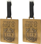 Omega Psi Phi Paraphernalia - Official Vendor - Luggage Tags - Set of 2 - Greek Letters and Shield