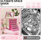 AKOZLIN 6-Tier Jewelry Box Lockable Leather Jewelry Storage Case with 5 Drawers for Women Girls Ring Necklace Earring Bracele