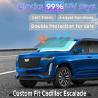 Sun Shade Sunshade for Cadillac Escalade 2021-2025 2026 Windshield Cover, 4-Layers Sun Shield 250T Silver Sun Visor Foldable Front Window Shade Blocks UV Rays Car Accessories