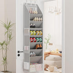 Criusia Shoe Organizer, Over the Door Shoe Organizer, Hanging Closet Shoe Storage with Large Deep Pockets, Fits 16–24 Pairs o