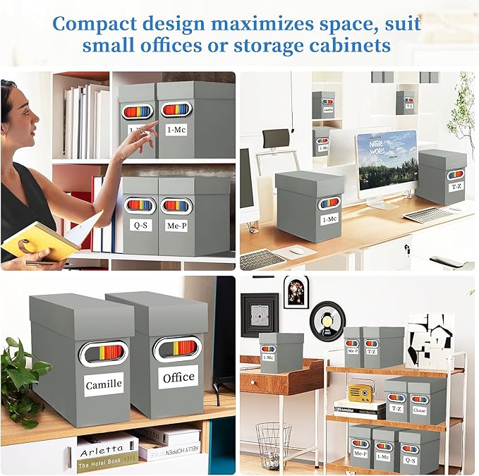 File Organizer Box with Lid & Handle, Thickened Cardboard Hanging File Folder Storage Boxes for Letter Size, Portable Filing 