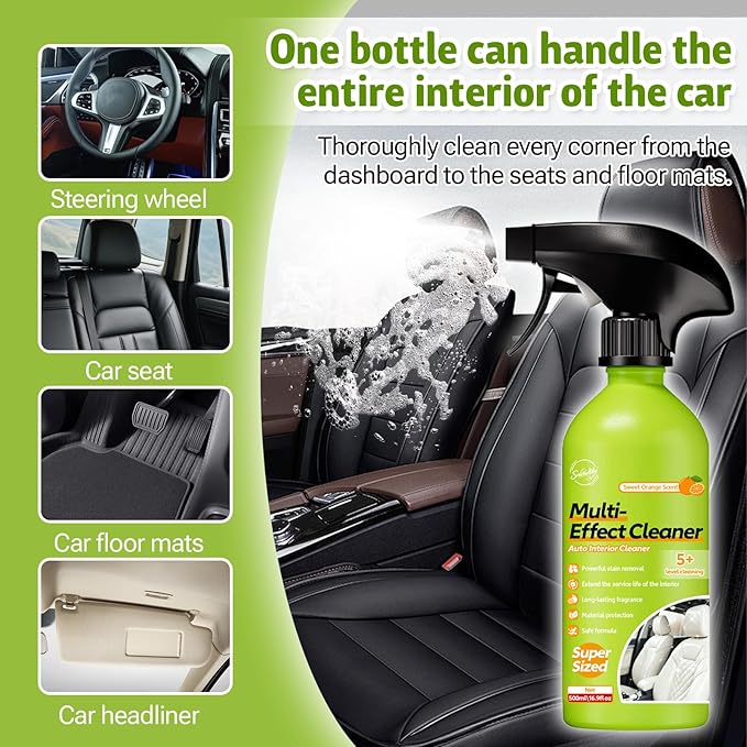 500ml Car Interior Polish Ceiling Foam Headliner Roof Fabric Cleaner Spray Kit for Leather, utomotive Seat,Dashboard, Carpet,