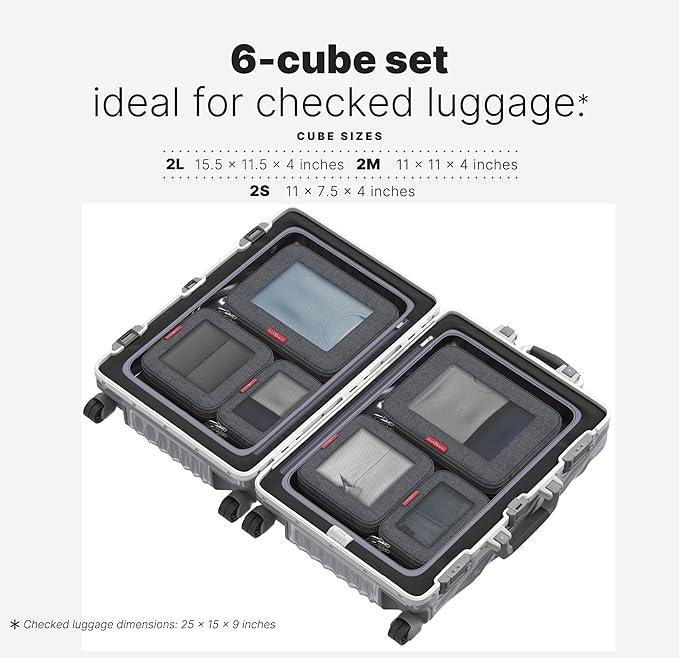 LeanTravel Premium Compression Packing Cubes for Travel - Suitcase Organizer Bags with Double Zipper & Breathable Mesh Panel 