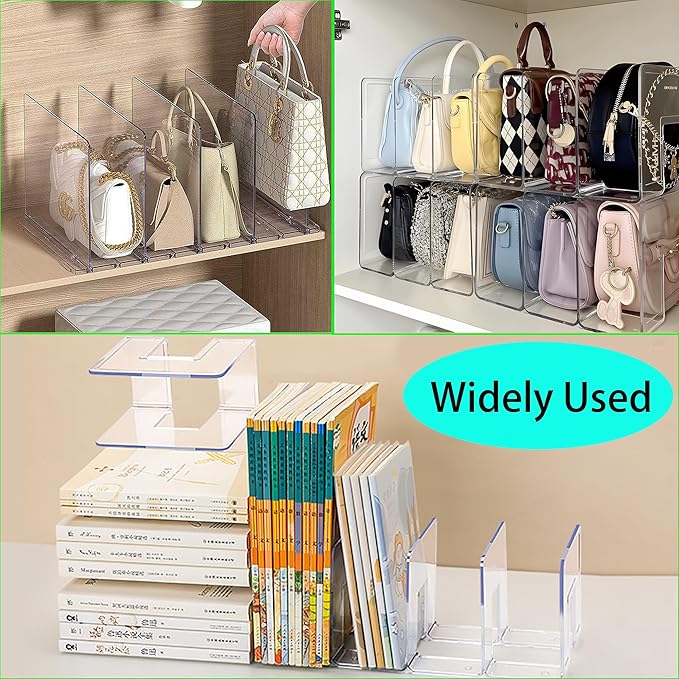 Gisipameis Acrylic Purse Organizer for Closet, 8-Slot Bag & Purse Organizer, No Assembly, Clear Handbag Storage Shelf .for Sh