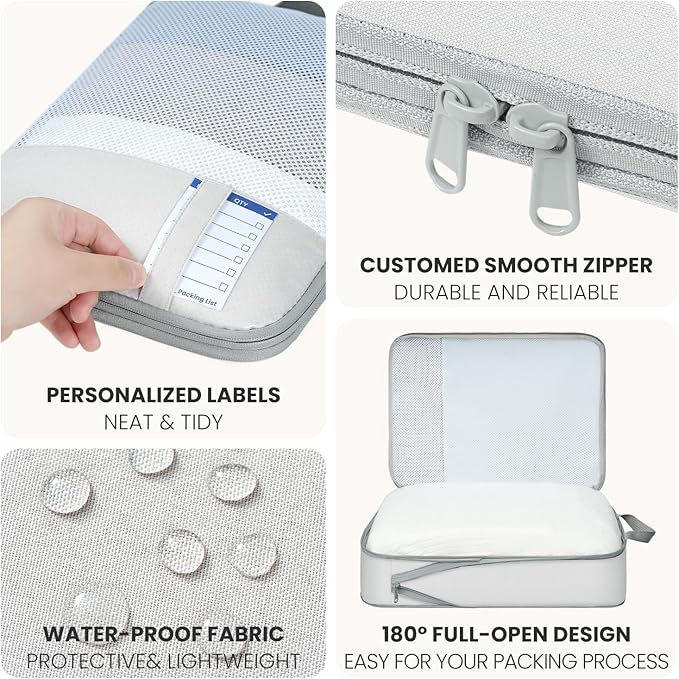 Compression Packing Cubes for Travel, Lightweight Vacation Travel Essentials, Travel Accessories for Suitcase Organizer Bags 