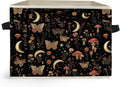 Enchanted Forest Boho Witchy Storage Box Bins, Mystical Moon Butterfly Mushroom Floral Collapsible Storage Basket Organizer f