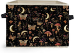 Enchanted Forest Boho Witchy Storage Box Bins, Mystical Moon Butterfly Mushroom Floral Collapsible Storage Basket Organizer f