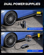 AUTOONE Tire Inflator Portable Air Compressor - 4X Faster 150PSI Cordless Air Pump with Digital Tire Pressure Gauge, 12V Car Power Adapter - For Car, Motorcycle, Bike, Ball and More