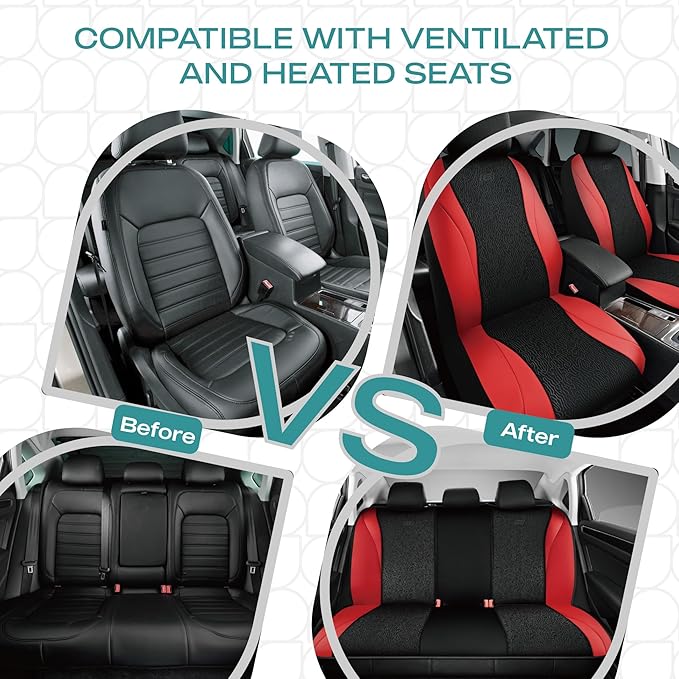 Skechers Car Seat Covers,Leather Seat Covers with GOGA Mat Technology,Waterproof Car Seat Covers Full Sets,Airbag Compatible,