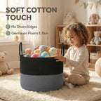 JMvicyroam 65L Extra Large Blanket Basket for Living Room - Woven Cotton Rope Laundry Hamper with Reinforced Handles - Storag