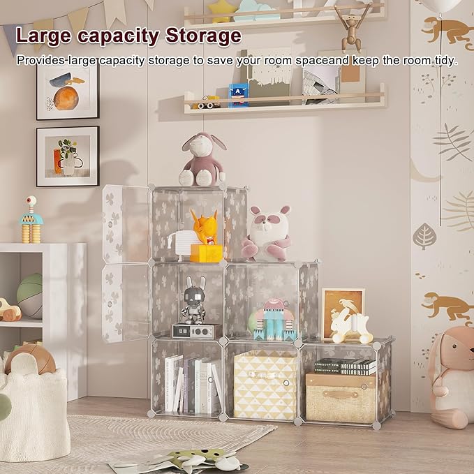 C&AHOME Cube Storage Organizer with Doors, 6-Cube Shelves, DIY Plastic Modular Bookshelf, Closet Clothes Storage Shelving Ide