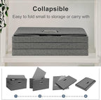 Graciadeco Medium 15" 21 Quart Collapsible Stackable Storage Bins with Lids, 1 Pack Gray Foldable Fabric Closet Storage Boxes