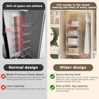 4" Extra Deeper Foldable Hanging Closet Organizer, Small Wire Cabinet Shelves and Storage with 5 S Hooks,4 Tier Metal Basket 