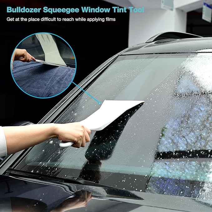Gomake Vinyl Wrap Kit 8 inch Rubber Squeegee Bulldozer Tint Tool Long Handle Car Windshield Front Back Rear Window Tint Squeegee for Auto Glass Film Installation,Car Wrapping