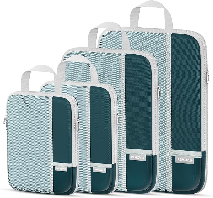 Percover Compression Packing Cubes 4-Piece Set, Packing Cubes Compression for Travel with Label Pockets, Travel Organizer for