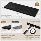 Fun Memories 36 Inch Floating Shelves in Black, 9.3 Inch Deep Floating Shelf for Bathroom Living Room Kitchen, Rusitc Wall Mo
