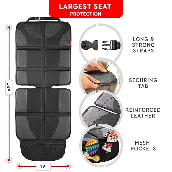 Helteko Car Seat Protector - 2 Pack Car Seat Cover for Child Carseat with Thickest Padding, 600D Oxford, Waterproof & Durable