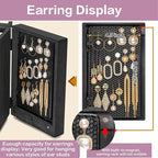 Meangood Jewelry Box Wood for Women, 5-Layer Large Organizer Box with Mirror & 4 Drawers for Rings, Earrings, Necklaces, Blac