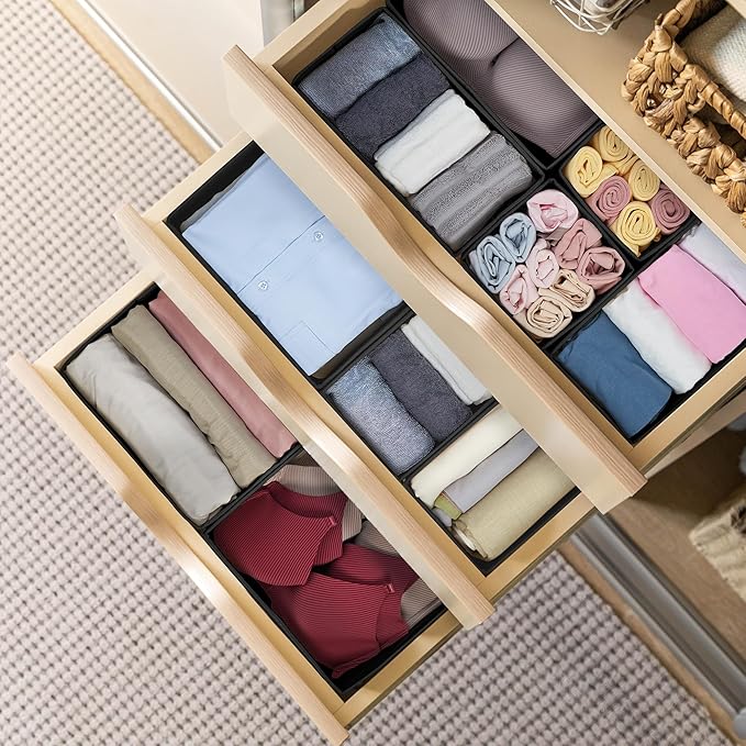 Kootek 16 Pack Drawer Organizer Clothes, Dresser Drawer Organizers for Clothing Fabric Foldable Closet Organizers and Storage