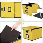 Huolewa File Organizer Box with Lid, Collapsible File Folder Organizer for Office Document Storage, Filing Box with Plastic S