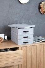 Bigso Oskar Canvas Fiberboard Document Letter Box | File Organizer Document Box for Important Paperwork | Document Storage Bo