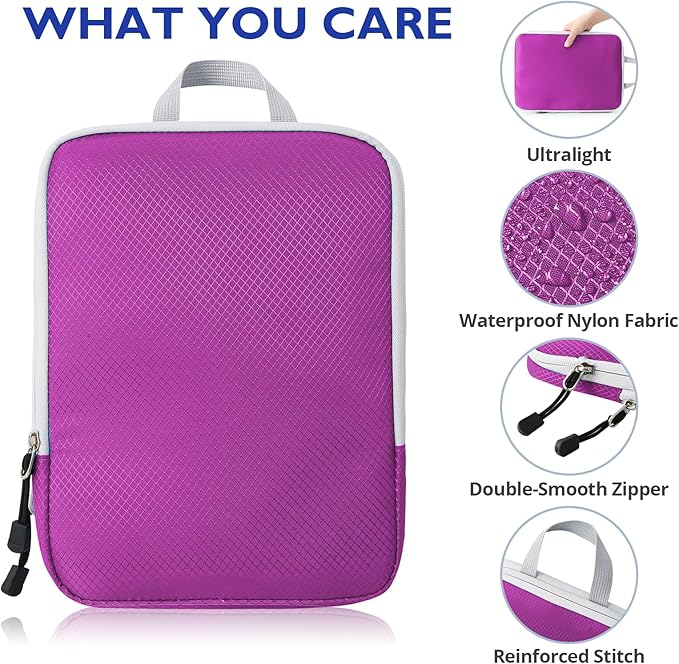 Compression Packing Cubes, 10 Set Packing Cubes for Travel Compression, Lightweight Compressible Package Organizer for Carry 