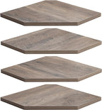 Fun Memories Corner Shelf Wall Mount, Corner Floating Shelves, Set of 4 Corner Wall Shelf Organizer, Rustic Wood Wall Storage